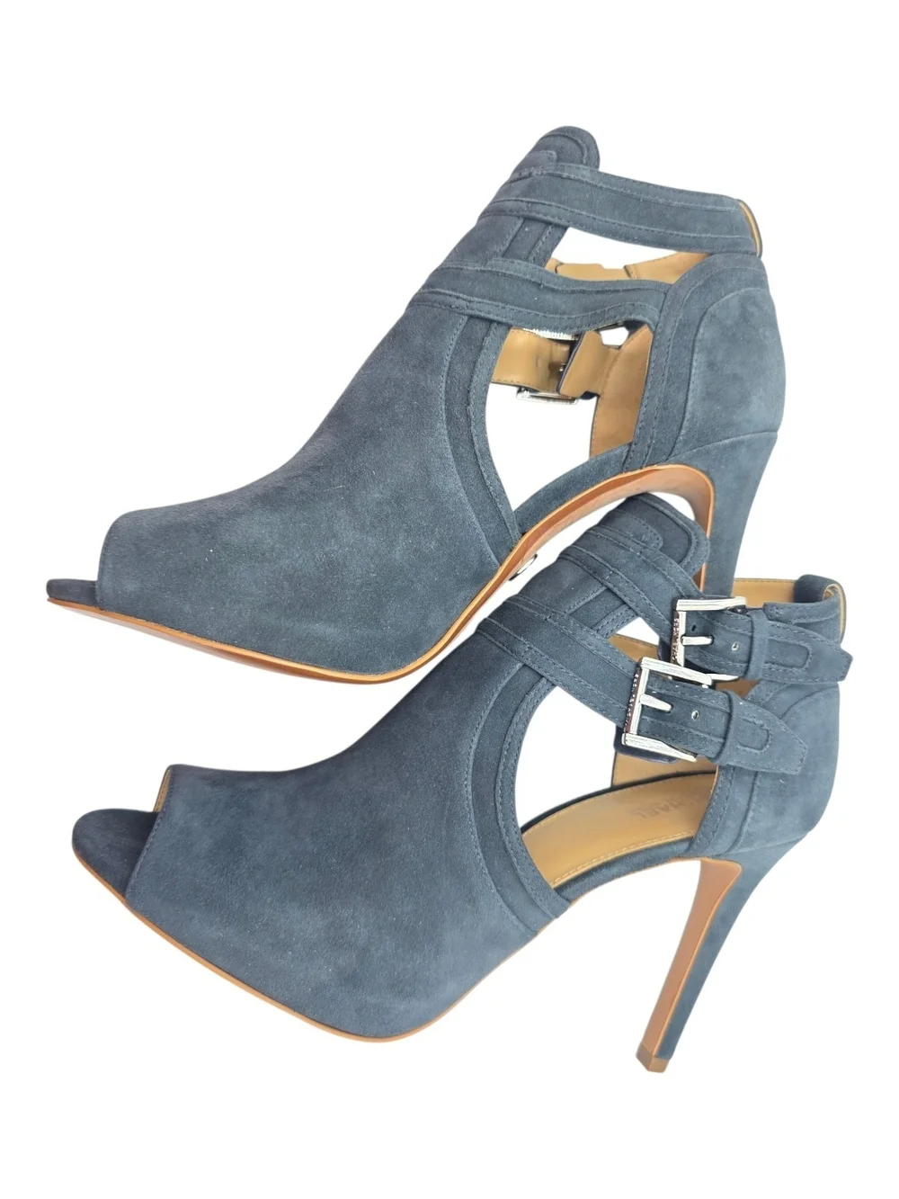 Michael Kors Navy Suede Peep Toe Booties 9.5